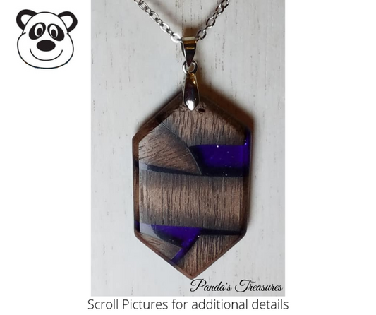 Necklace ~ Walnut and Purple Hex 203